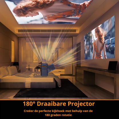 Draagbare projector, ontworpen voor gebruik in huis en onderweg, met krachtige prestaties in een mini-formaat.