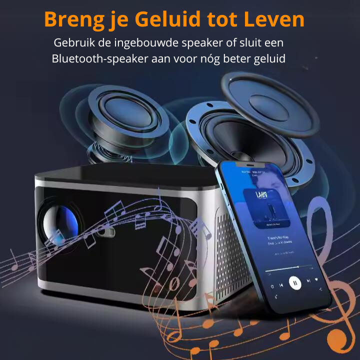 De Mini Beamer X4 Pro met Bluetooth-functionaliteit, een must-have voor iedereen die graag draadloos verbinding maakt met hun apparaten.